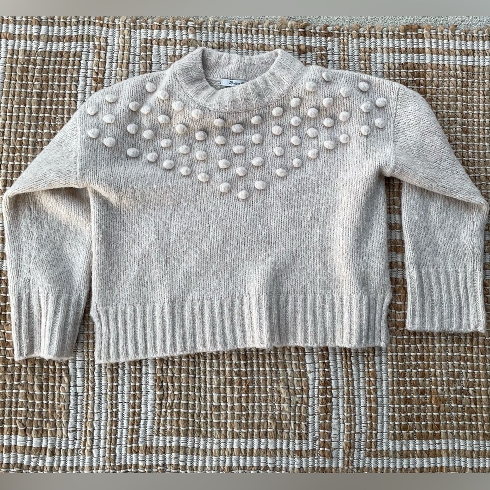 Madewell Oatmeal Bobble Knit Sweater Small Wool Blend Crewneck boho
